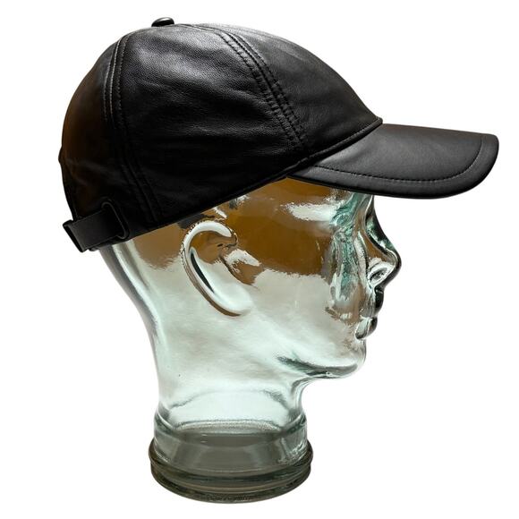 Rag & Bone Buttery Soft 100% Sheep Nappa Leather Baseball Cap Hat in Black OS - Picture 1 of 12